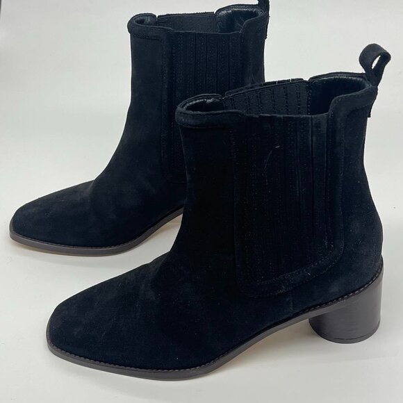 Boden Round Heel Black Suede Chelsea Boots Size 39 8.5 NIB - Picture 2 of 6